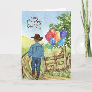 Western Cowboy med Balloon Boy:s femte födelsedag Kort