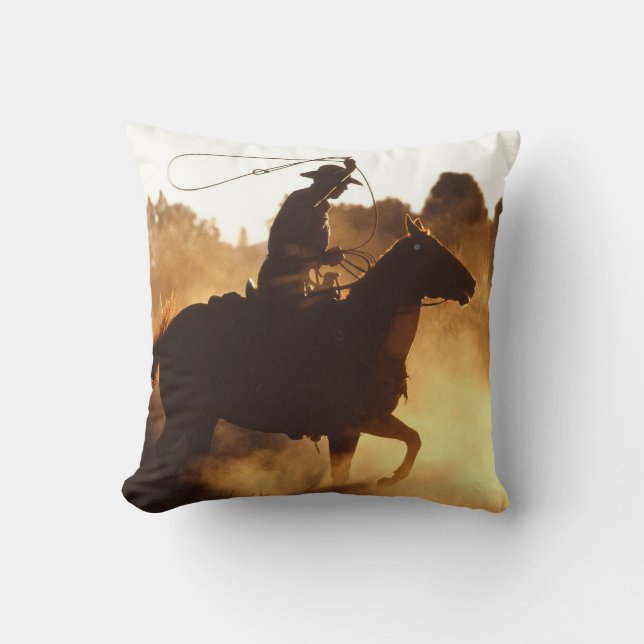 Western Cowboy med lassoen Kudde (Framsida)
