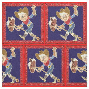Western Cowboy On Stick Horse Bandana Trim Tyg