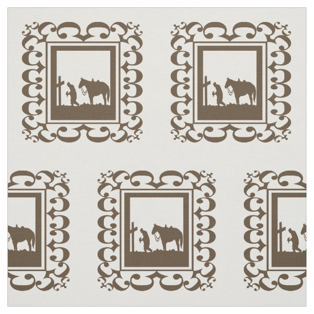 Western Cowboy Prayer Design Fabric Tyg (Provkarta)