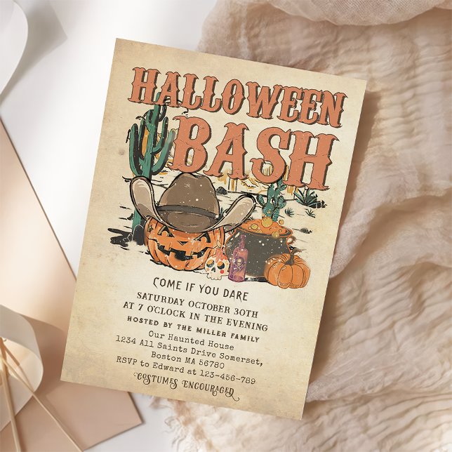 Western Cowboy Pumpkin Halloween Bash Party Inbjudningar (Skapare uppladdad)