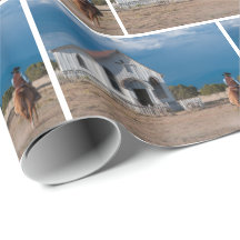 Western Cowboy Riding Horse to Church Gift Wrap