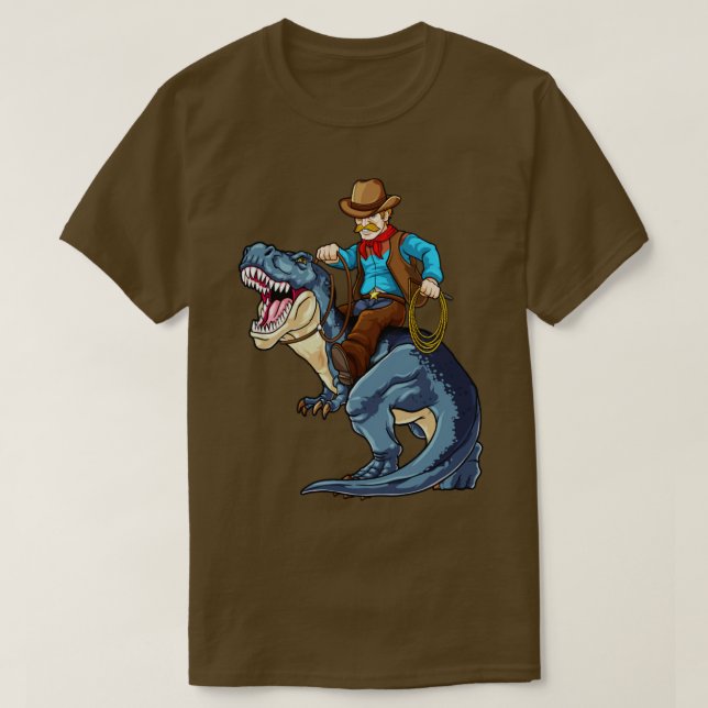 Western Cowboy Riding T Rex Dinosaur Vilda western T Shirt (Design framsida)