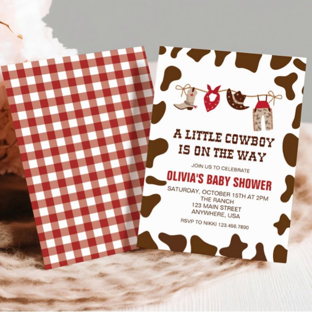 Western Cowboy röd babyfirande inbjudan (Skapare uppladdad)