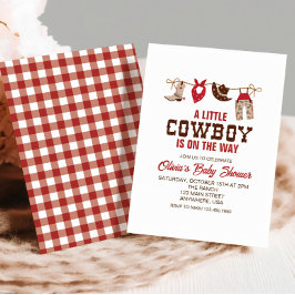 Western Cowboy röd babyfirande inbjudan