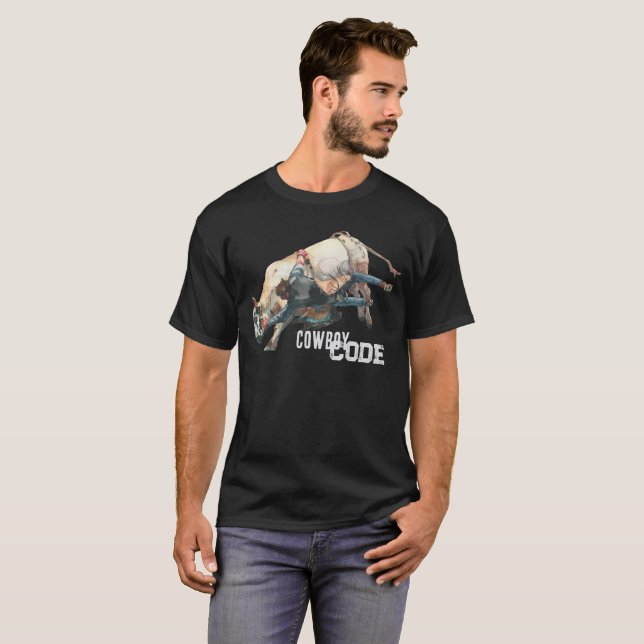 Western Cowboy Rodeo Bull T Shirt (Hel framsida)