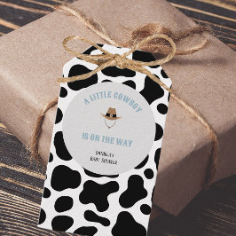 Western Cowboy Rodeo Cow Print Boy Shower Presentetikett