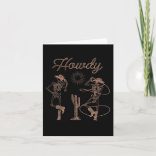 Western Cowboy Skeleton Dancing Howdy Halloween Kort