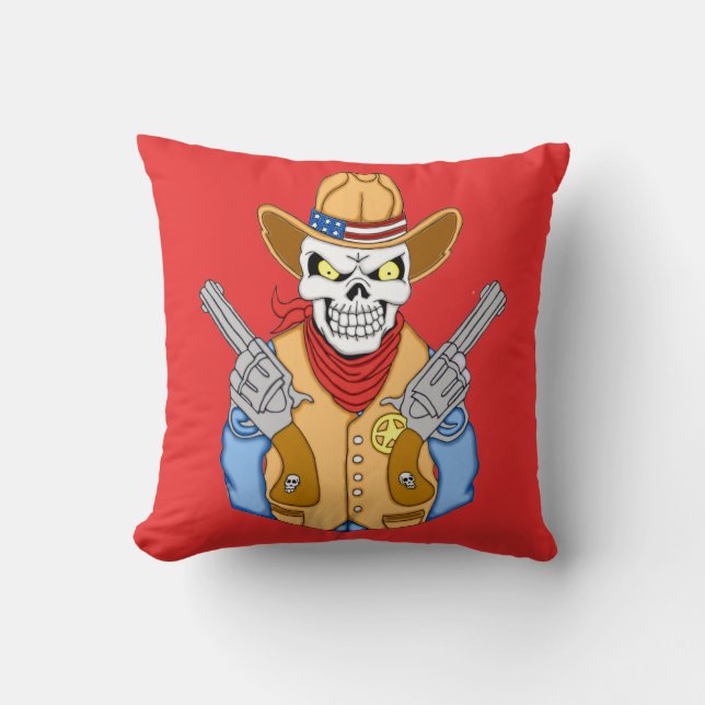 Western Cowboy Skull Kudde (Framsida)