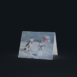 Western Cowboy Snowman & Cow Christmas Card Kort<br><div class="desc">Another take on design: Snowflakes and a bit of winter grass. The original art is acrylic on canvas board,  and it's as new design for 2021.</div>