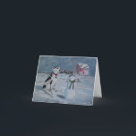 Western Cowboy Snowman & Cow Christmas Card Kort<br><div class="desc">Another take on design: Snowflakes and a bit of winter grass. The original art is acrylic on canvas board,  and it's as new design for 2021.</div>