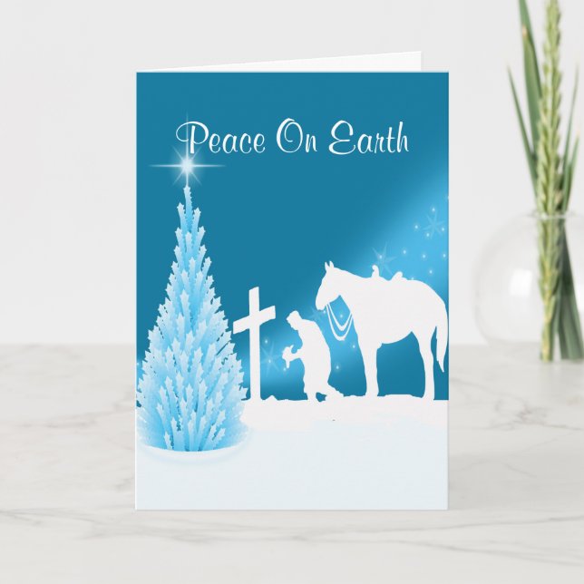 Western Cowboy som bönar vid Kor Helgkort (Framsida)