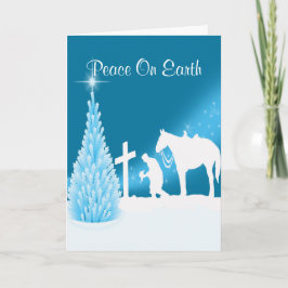 Western Cowboy som bönar vid Kor Helgkort