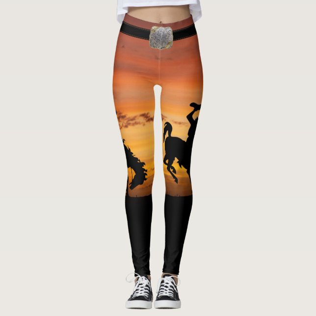 Western Cowboy som sparkar bakut det Leggings (Framsida)