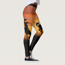 Western Cowboy som sparkar bakut kängan för bälte Leggings
