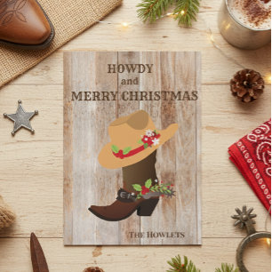 Western Cowboy Stövellhatt Jul Högtid Julkort
