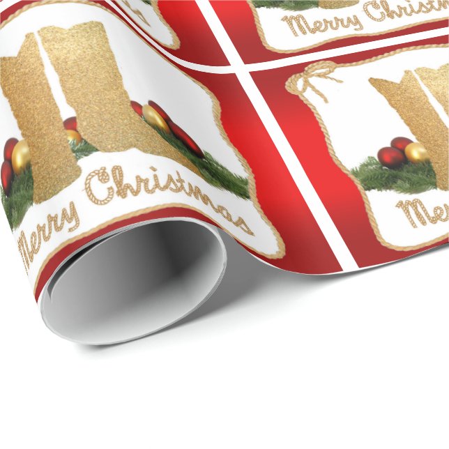 Western Cowboy-stövlar  Repgirland  God Jul Presentpapper (Rullad Hörn)