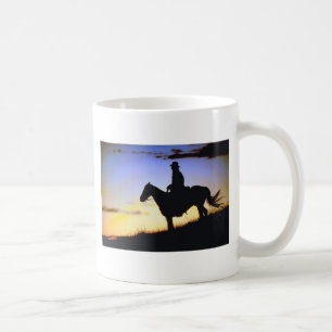 Western Cowboy Sunset Silhouette Kaffemugg