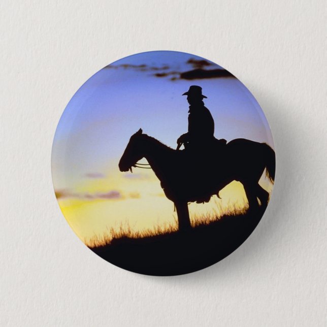 Western Cowboy Sunset Silhouette Knapp (Framsida)