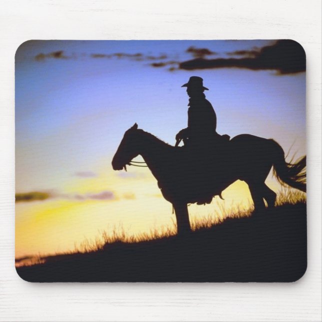 Western Cowboy Sunset Silhouette Musmatta (Framsidan)