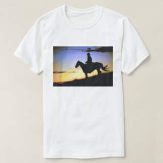 Western Cowboy Sunset Silhouette Tee Shirt