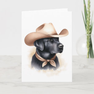 Western Cowboy Svart lab Land Stil Art Kort