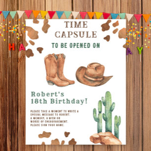 Western Cowboy Tids kapsel 1-årsdag Poster