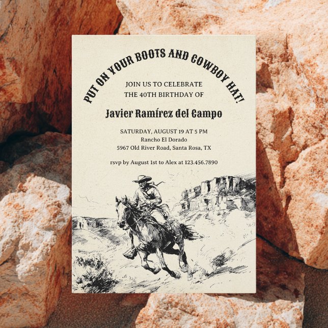 Western Cowboy Vaquero Vilda western Horse Birthda Inbjudningar (Skapare uppladdad)