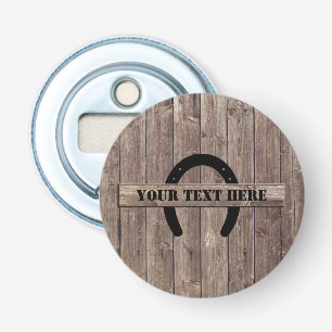 Western Cowboy Weasted Barn Wood Horseshoe Flasköppnare
