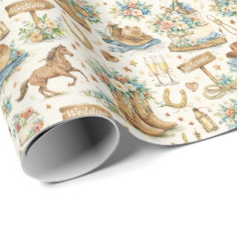 Western Cowboy Wedding Watercolor Pattern Presentpapper