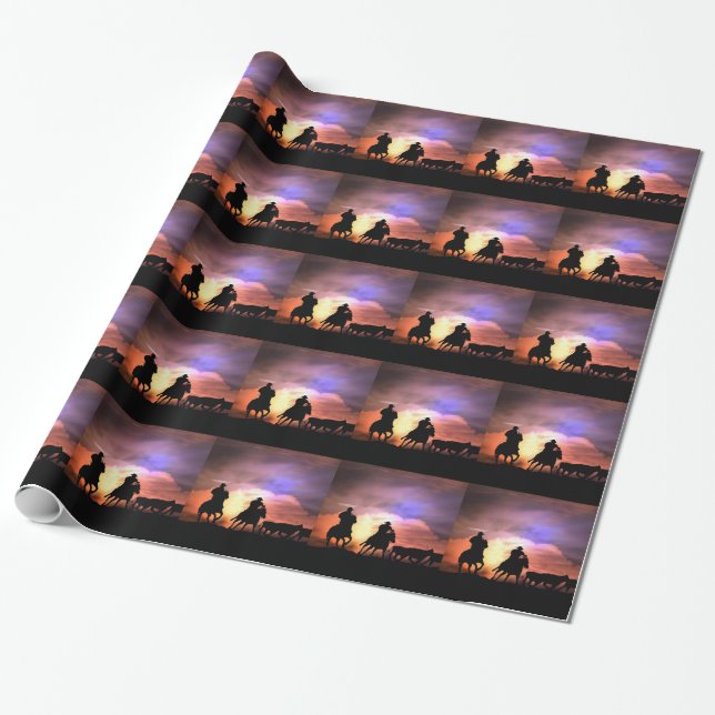 Western Cowboy Wrapping Papper Presentpapper (Utrullad)