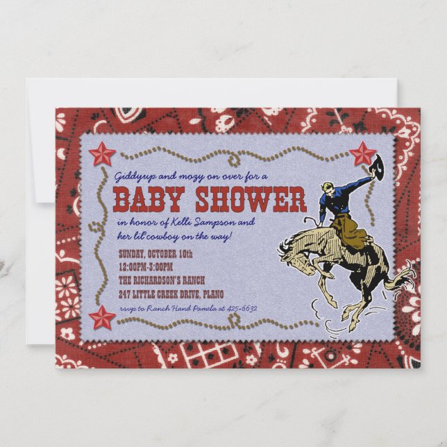 Western Cowboybaby showerinbjudan Inbjudningar (Framsida)