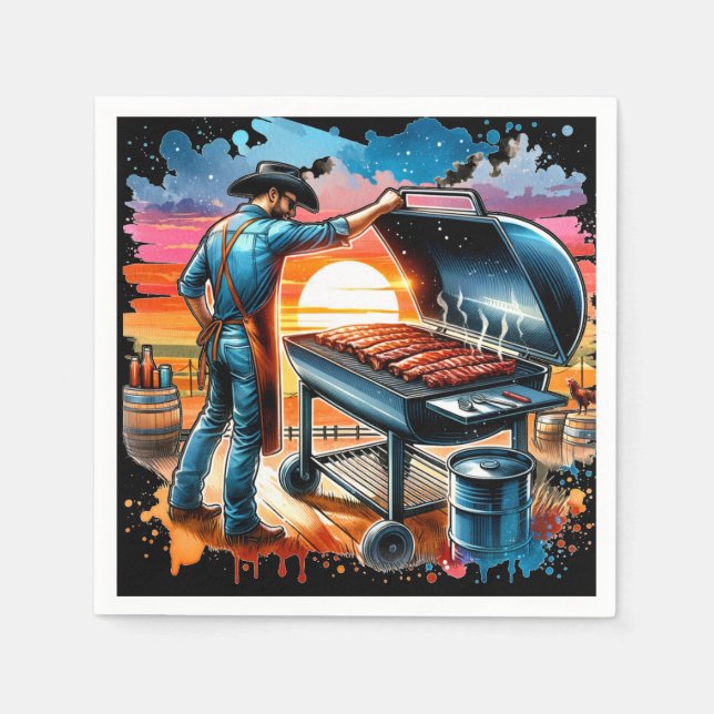 Western CowboyBBQ Pit and Cook Pappersservett (Framsidan)