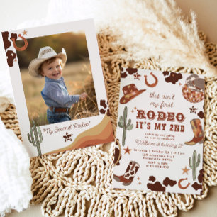 Western cowboybild 2:a Rodeo-Födelsedagsfest Inbjudningar
