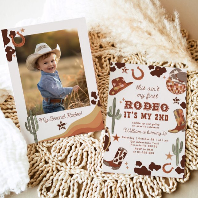 Western cowboybild 2:a Rodeo-Födelsedagsfest Inbjudningar (Skapare uppladdad)
