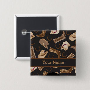 Western CowboyBoots Hats Black Namn Badge Knapp