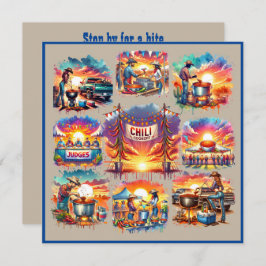 Western CowboyChili Cookoff Scenes 1 Anpassningsba Inbjudningar