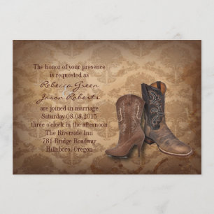 western Cowboydamm bröllop Inbjudningar