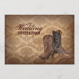 western Cowboydamm bröllop Inbjudningar