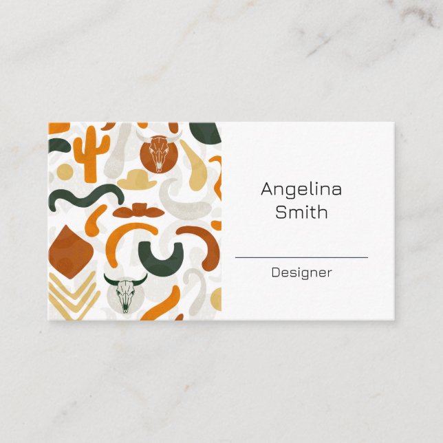 Western cowboyerbull skallboho cactus visitkort (Framsida)