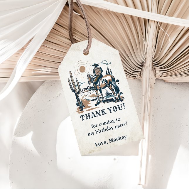 Western CowboyFödelsedagsfest Presentetikett (Skapare uppladdad)