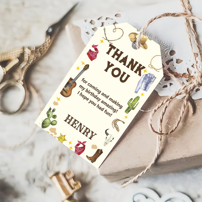 Western CowboyFödelsedagsfest Presentetikett (Skapare uppladdad)