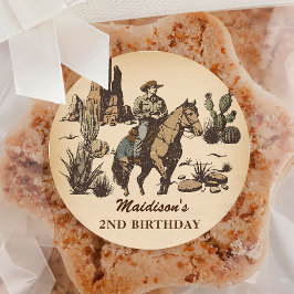 Western CowboyFödelsedagsfest Runt Klistermärke