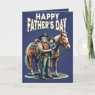 Western Cowboyhorse Child Lycklig Fars dag 3 Kort