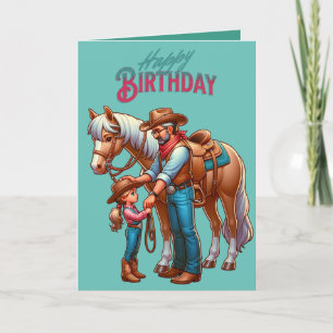 Western Cowboyhorse Child Lycklig Fars dag 5 Kort