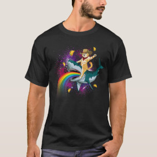 Western Cowboykatt rida en haj i Taco Space Ra T Shirt