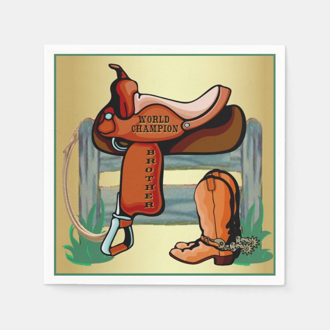 Western Cowboymästare Champion Brother Saddle Boot Pappersservett (Framsidan)