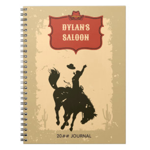 Western Cowboymonogram Rustic Namn Saloon Anteckningsbok