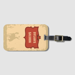 Western Cowboymonogram Rustic Namn Saloon Bagagebricka