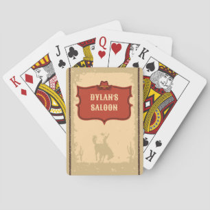 Western Cowboymonogram Rustic Namn Saloon Casinokort